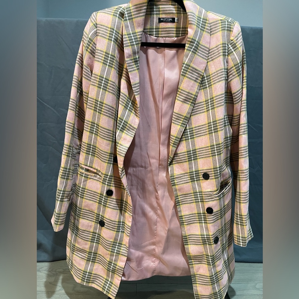 Pink / Green Plaid Women’s Blazer size 12